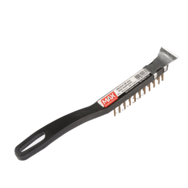 ESCOVA DE ACO PLAST 3 FILEIRAS C/RASP - MAX METAL
