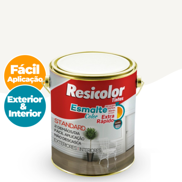TINTA ESMALTELIT PRETO BRILHANTE 3,6LT -RESICOLOR - Imagem 2