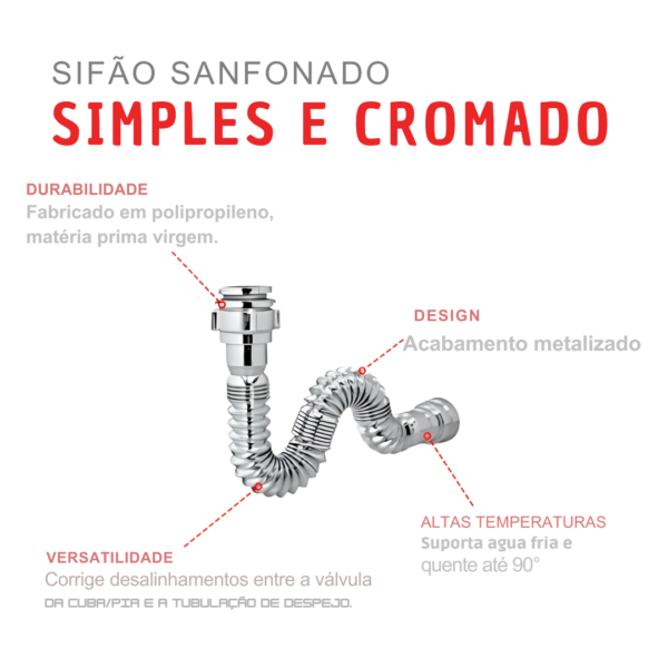 SIFÃO SIMPLES CROMADO - RONTA - Image 2