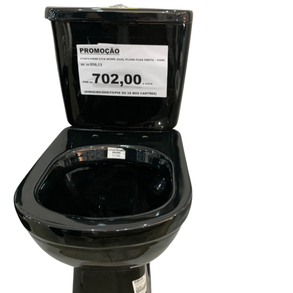 VASO C/CX ACOPL DUAL FLUSH FLOX PRETO FIORI