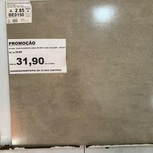 PISO ELEMENTO CINZA HD RET 61X61 CX2.23M² CECAFI - Imagem 2