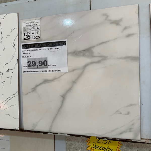 PISO CARRARA HD 57X57 PEI-4 CX3,30M2 - Imagem 2