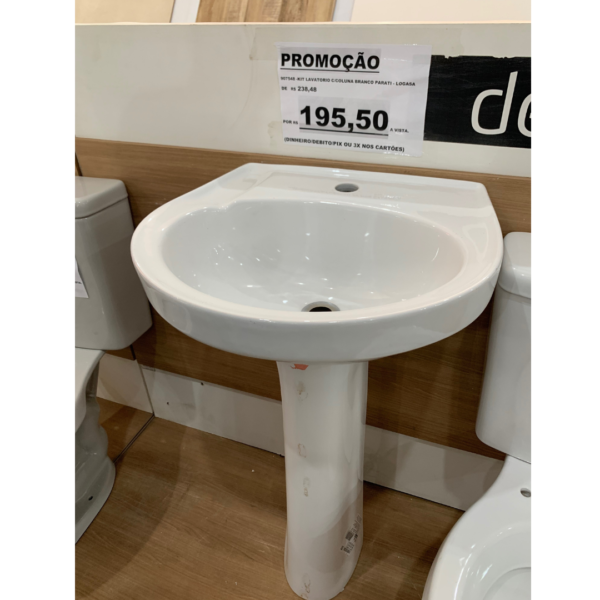 KIT LAVATORIO C/COLUNA BRANCO PARATI LOGASA - Imagem 2