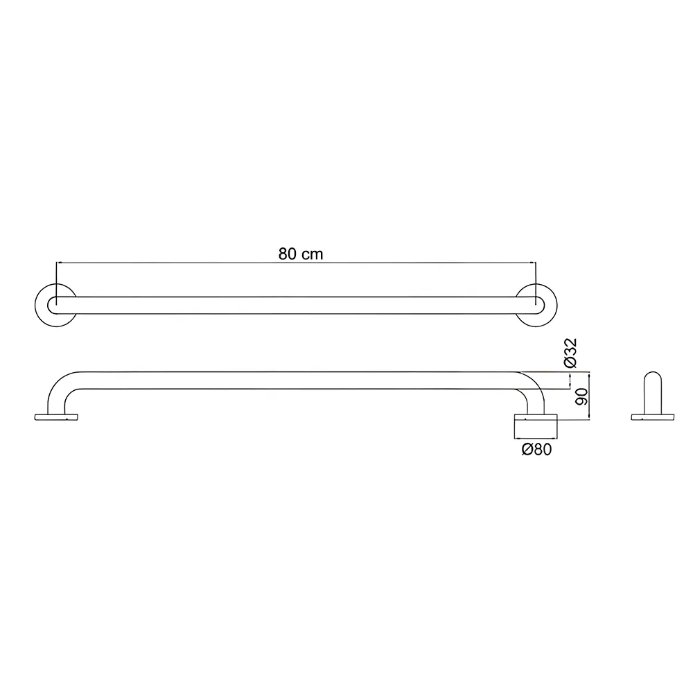 BARRA DE APOIO EM ALUMINIO 80CM - ASTRA - Imagem 3